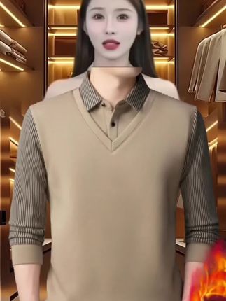 冬季男士加绒加厚保暖毛衣,衬衫领假两件设计,针织打底超舒适。多色可选,百搭又时尚,保暖又划算,赶紧入手#品质男装 #秋冬新款#专柜品质#谁用谁好看#假两件衬衫