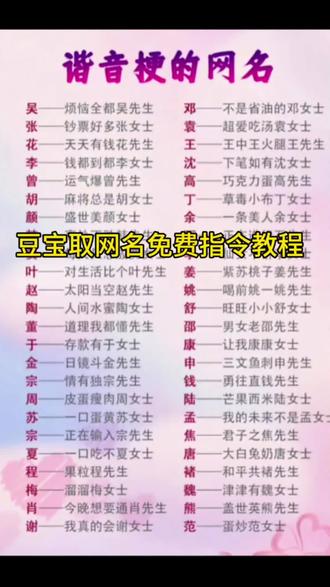 豆包,我发现很多人的网名好有梗啊!豆包谐音梗取名指令 姓氏谐音梗网名豆包ai指令来了! 姓氏谐音梗网名模板 豆包姓氏谐音梗网名教程 #姓氏谐音梗网名生成器 #人类对豆包的开发不足百分之一 #姓氏网名谐音梗生成器 #输入姓氏免费取名字 #姓氏谐音梗网名