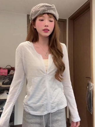 #条纹 #开衫 #连帽开衫 #防晒衣 #开衫外套