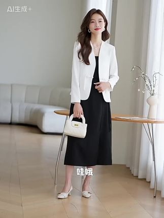 新中式国风西装外套女夏季薄款醋酸缎面休闲小个子轻奢七分袖西服#西装外套女