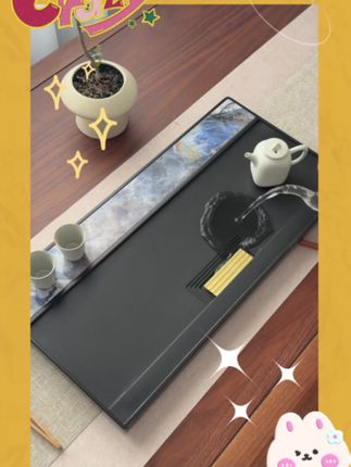 一盏热茶一方石盘 #源头实力工厂#茶盘#茶文化#召唤茶友 一盏热茶,一串欢笑,温暖的友谊比茶更浓。