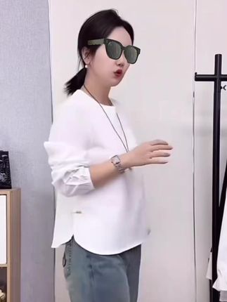 #好物推荐🔥 #爆款热卖中 大码胖mm2025春秋季新款宽松拼接长袖T恤女设计感中式打底上衣168