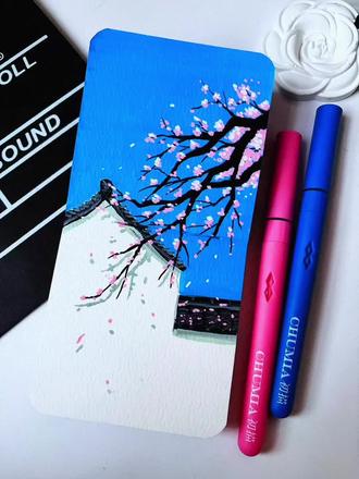 一分钟学会画檐角春樱|丙烯马克笔#画画我是认真的 #零基础学画画 #带你走进画里 #丙烯马克笔 #绘画教程