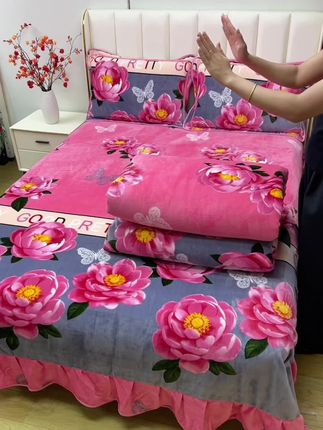 #家纺床上用品 #牛奶绒四件套 #加厚款牛奶绒四件套