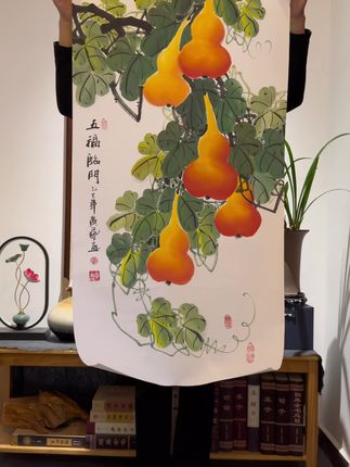 五福染窗,人间温柔 #手绘#国画#家居挂画#文玩探宝#翻翻我家的文玩好东西