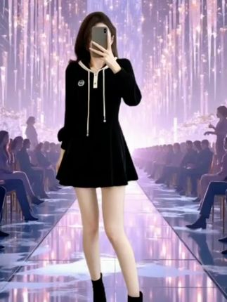 学院风长袖连帽收腰卫衣裙女2025春装新款甜美减龄针织连衣裙短裙#时尚气质穿搭 #优雅气质 #辣妹穿搭 #显高显瘦穿搭 #引领时尚潮流 @巨量千川 @抖加🔥上热门🔥dou+🔥热点宝