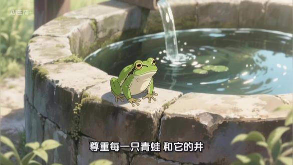 #尊重和理解 重每一只青蛙,和它的井。
尊重每一头驴,和它的磨盘。
尊重每一只小鸟,和它的天空。
不去惊扰他人的山海,是最高级的善良。
青蛙的井,驴的磨盘,鸟的天空,
都是它们世界的全部。
真正的修养,是理解并尊重每一种不同形态的奔赴……