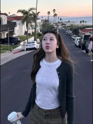 早春新款圆领长袖针织开衫外套女韩系修身显瘦上衣百搭豹纹阔腿裤#韩系穿搭 #早春穿搭 #韩系修身穿搭 #显瘦上衣搭配 #无限回购的宝藏单品