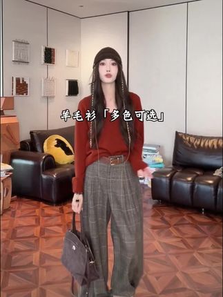 绝美,巨显白,这个系列的羊毛衫!多色可选,闭眼冲!不理理冬季新款小众女装时尚V领百搭宽松休闲毛衣#羊毛衫 #针织衫 #毛衣 #高级感穿搭 #显瘦穿搭