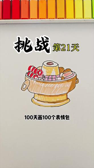 挑战100天画100个表情包,打卡第21天,冬日限时表情包,冬日火锅表情包#真实生活分享计划 #简笔画 #一学就会的简笔画 #画画 #表情包