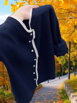 高级感蕾丝花边针织开衫早秋大码胖MM休闲显瘦减龄软糯毛衣外套女#早秋穿搭 #大码女装#遮肉显瘦#软糯毛衣#舒适百搭