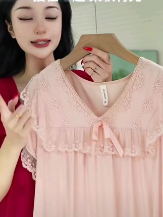 MiiOW/猫人舒适大码春夏装甜美公主风蕾丝睡裙女款爆款#好物推荐🔥