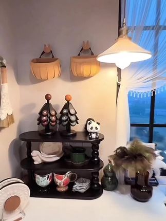 复古木质杯子收纳架展示架香水化妆品整理架多功能桌面杯架置物架#礼物 #收纳架 #置物架 #实用好物 #展示架