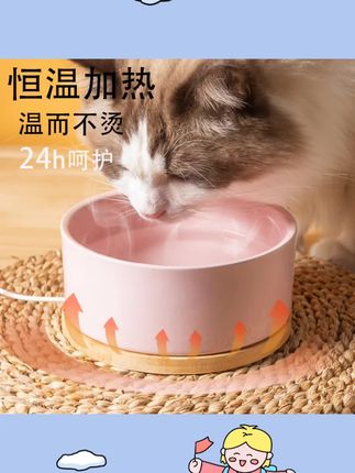 #宠物 #宠物用品 猫咪陶瓷加热碗饮水机恒温冬天宠物喝水四季通用狗狗水碗保温器