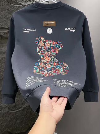时尚秋冬季新款男士高级潮牌卫衣帅气青年品质轻奢长袖T恤高档男装上衣百搭休闲打底衫潮#品质男装 #秋冬穿搭 #谁穿谁好看 #穿出高级感 #男生穿搭
