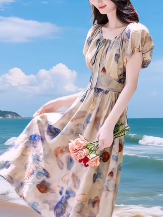 #夏季穿搭 #谁穿谁漂亮 #气质连衣裙 #遮肚子藏肉显瘦连衣裙 #减龄显瘦穿搭
