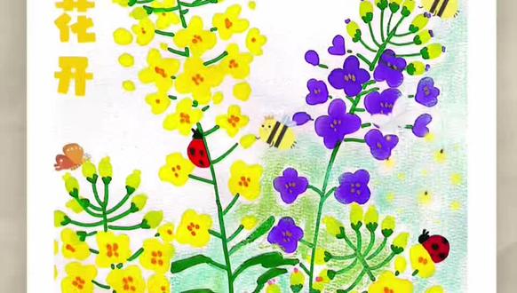 春日里的一抹黄,你那里的油菜花开了吗#一起学画画 #春天