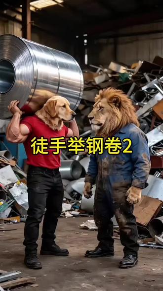 徒手举钢卷第二集#金毛#AI#神奇动物在抖音