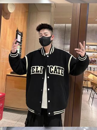 潮牌双面加厚棒球服#加绒加厚棒球服#棒球服棉服#学生加绒棒球服