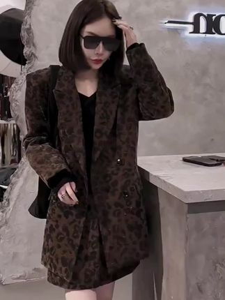 网红爆款秀早春新款韩系豹纹花色西服外套+半身裙洋气显瘦女@DOU+小助手 #我要上热门