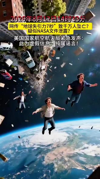 2026年8月12日14:33分地球将失重7秒?NASA紧急辟谣:要是真发生就是宇宙级灾难!#科普#探索发现#探索宇宙#地球引力失重七秒