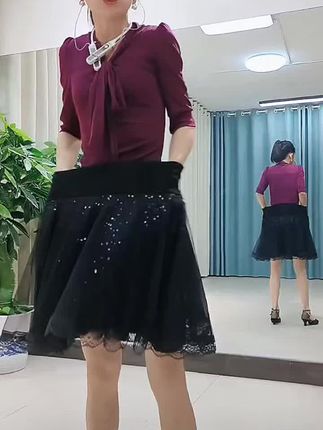 曼舞初曦两面穿网纱半身裙2025四季新款高腰烫钻a字裙 #面料柔软舒适 #谁穿谁好看 #夏季新款 #遮肉显瘦 #洋气减龄