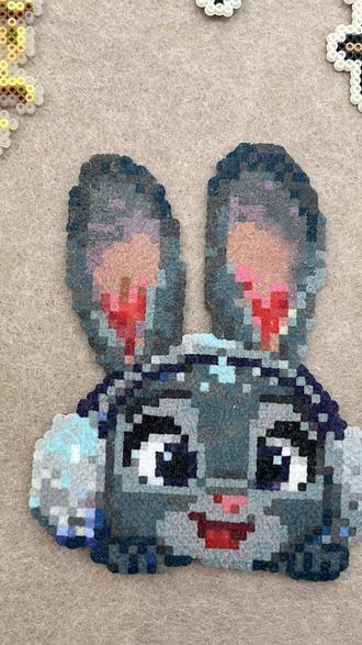 毛绒绒朱迪警官#diy手工制作 #手工 #拼豆 #拼豆毛巾烫 #长沙手工店