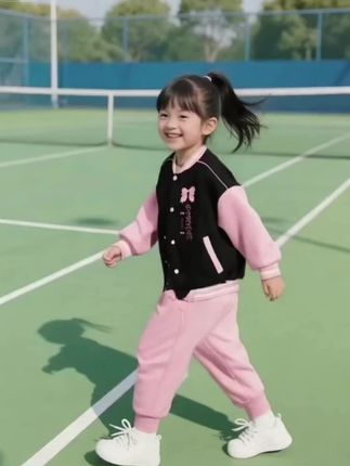拉夏贝尔儿童棒球服套装#运动女孩 #可爱萌娃 #这才是无忧无虑童年时光