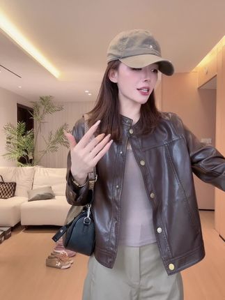 【苏苏专属】722S海宁真皮皮衣女短款韩版修身新款夹克小皮衣外套#皮衣外套 #时尚百搭 #洋气穿搭 #气质皮衣 #百搭外套