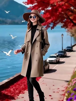 时尚气质中长款风衣女士2025春秋季新款百搭休闲外套洋气爆款女装 #高端大气 #气质风衣穿搭 #高贵优雅 #风衣穿搭 #做工精细