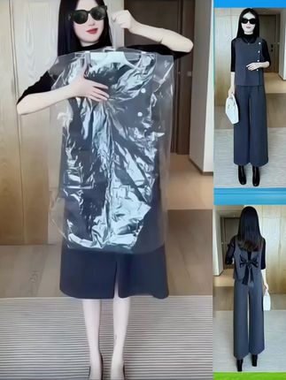 #时尚套装#半高领打底衫#马甲#阔腿裤#春秋穿搭