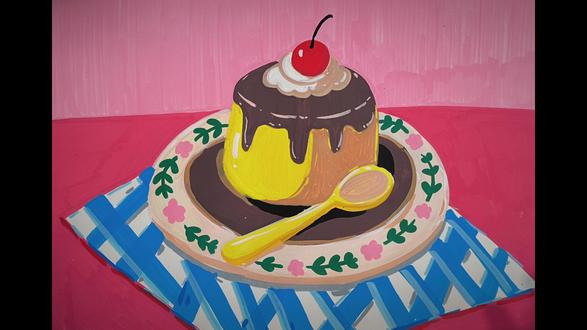 意念吃个小甜品,小蛋糕的绘画来咯#丙烯绘画教程