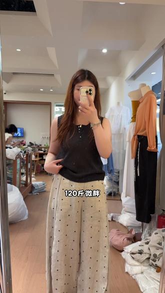 120斤微胖|下半身胖挑裤子太难?这条麻裤我自留了 #韩系服装穿搭 #四季青#拼单拿货 #微胖穿搭 #档口实拍