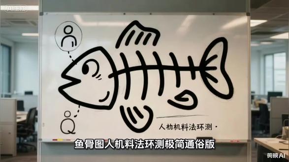 质量工具-鱼骨头 鱼骨图(人机料法环测·极简通俗版)
一句话:把质量问题所有原因找全、梳理清楚,快速锁定根本原因,图形像鱼骨所以叫鱼骨图。
一、结构一眼看懂
- 鱼头:不良结果(发生什么质量问题)
- 大骨:人、机、料、法、环、测6大类方向
- 中骨、小骨:一层层细化具体原因
5M1E通俗解释
1. 人:人员技能、操作粗心、培训不足、责任心
2. 机:设备、模具、治具、工装老化、精度异常
3. 料:原材料材质、尺寸、来料不良、批次差异
4. 法:作业手法、SOP标准、参数工艺、流程错误
5. 环:车间温度、湿度、粉尘、灯光、现场环境
6. 测:卡尺治具不准、检验方法错误、公差判定异常
二、现场画图5步走
1. 右侧写清楚异常问题:尺寸不良、刮伤、漏气、报废高
2. 画出6根大骨,标注:人、机、料、法、环、测
3. 团队头脑风暴,把所有可疑原因全部写上小骨
4. 筛选高频、现场高发疑点,重点圈选
5. 现场实测验证,定责任人、做验证,最终锁定真因
三、口诀
问题放鱼头,六大维度找源头
层层细分小原因,现场验证抓根因
不漏项、不混乱,异常改善一目了然
四、适用场景
客诉异常、制程不良、报废偏高、尺寸波动、返工多、品质不稳定,找原因首选工具#质量工具 #质量管理