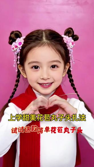 女儿上学花苞丸子头扎法#儿童编发#上学发型#丸子头的简单扎法 #儿童日常编发