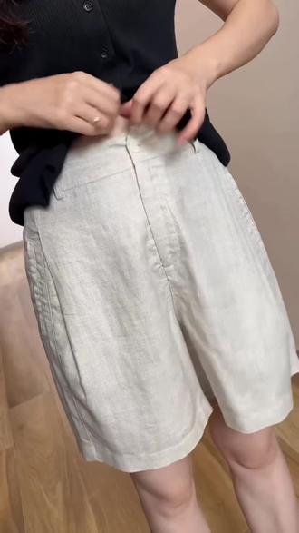 藏蓝色亚麻休闲短裤女夏季梨形身材大码显瘦小个子高腰宽松五分裤#简约大气#亚麻休闲短裤#大码小个子高腰宽松五分裤#舒适百搭