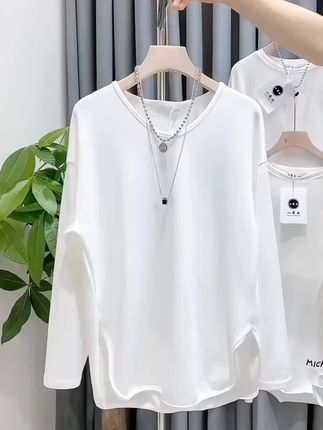 #中长款打底衫 #百搭上衣 #休闲百搭 #宽松显瘦 #品质女装