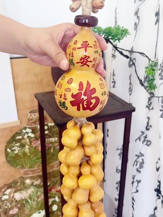 寓意好 挂起来大气的天然真葫芦挂件 太好看了吧 可以挂在家里 或者上班的地方或者茶室书房等#葫芦 #福禄 #客厅 #客厅挂件 #挂式挂件