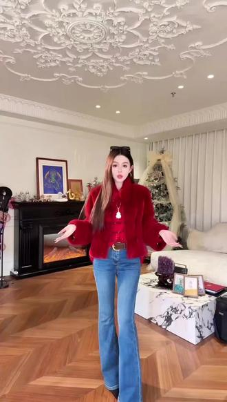 天鹅绒水貂毛银兰本色水貂外套#水貂绒外套 # 轻奢女装#新年战袍