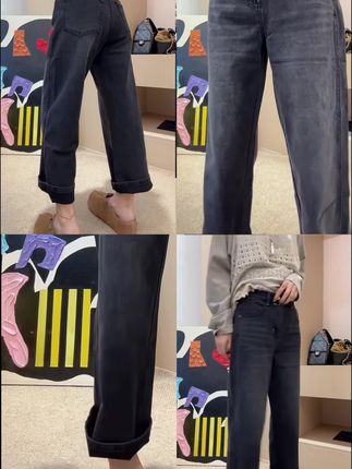 艾塔莉显瘦牛仔裤宽松遮肉直筒裤女秋季新款法棍裤舒适百搭阔腿裤#牛仔裤 #休闲裤 #牛仔裤穿搭 #面料柔软舒适 #显瘦牛仔裤