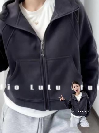 Scuba秋冬外套女加绒加厚短款连帽宽松保暖全拉链开衫运动装户外#短款连帽外套#全拉链开衫运动装#显瘦穿搭 #美出高级感