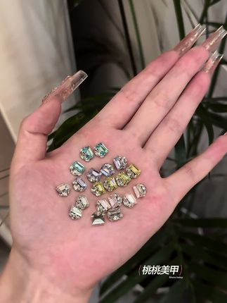 无底托仿华6x8冰糖成品堆钻 9.9 米10颗,颜色可以备注 高品K9冰糖成品堆钻球超闪美甲钻饰品长方直角无底托指甲堆钻装饰#我的美甲不可能不贴钻 #成品钻球