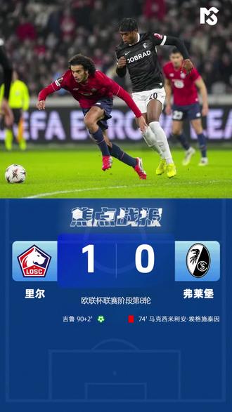 39 岁吉鲁点球绝杀!里尔 1-0 十人弗赖堡 埃格施泰因直红 惊险锁定欧联附加赛 #欧联杯 #里尔 #弗莱堡