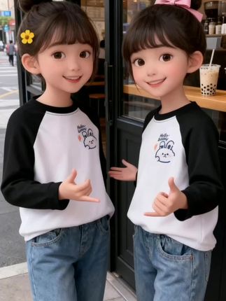 #高品质童装 #女童穿搭 #春秋穿搭 #女童长袖T恤 #面料柔软舒适