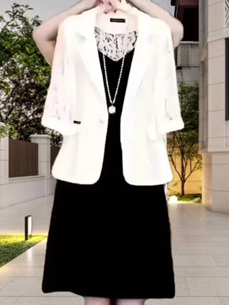 #新款大码女装时尚气质蕾丝西服外套十吊带连衣裙(可单拍)#西装外套#时尚洋气套装 #气质穿搭