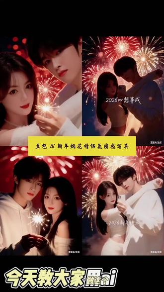 0 成本拍出新年烟花情侣氛围感写真,豆包真的太超前了#豆包ai #豆包P图已经nextlevel了#新年情侣头像 #新年情侣头像 #情侣 #情侣氛围感照片