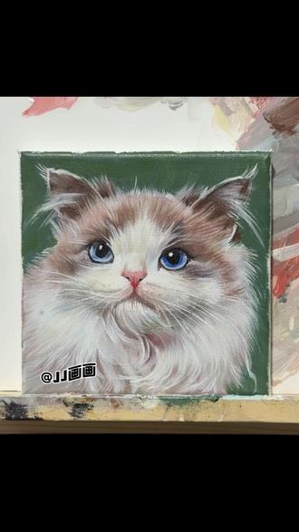 画只布偶猫,画幅15*15 #布偶猫 #宠物猫咪画像 #丙烯画 #萌宠出道计划 #猫咪的迷惑行为