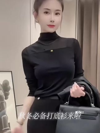 秋冬大码圆领修身显瘦网纱字母加绒设计感长袖T恤打底上衣D1539##2025新款女装#好物推荐#上热门