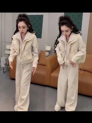 2025秋季新款时尚显瘦气质网红高档套装女百搭宽松大码加绒三件套#服装搭配