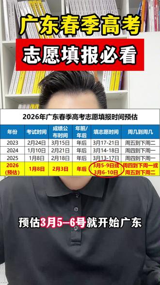 26年广东春季高考志愿填报必看,预估3月5、6号就要填志愿了 26年广东春季高考志愿填报必看,预估3月5、6号就要填志愿了#广东春季高考 #广东高考